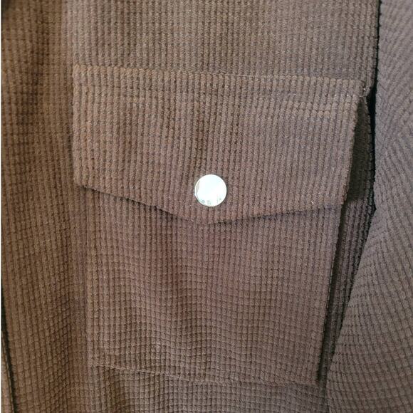 SHEIN Women's XL Oversize Jacket Shacket Brown Button Up - Picture 2 of 5